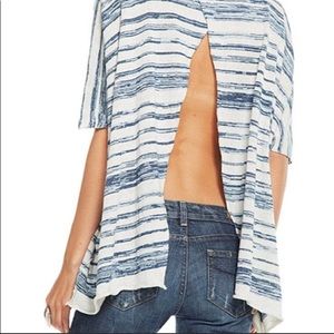 Chaser open back striped top 100 linen